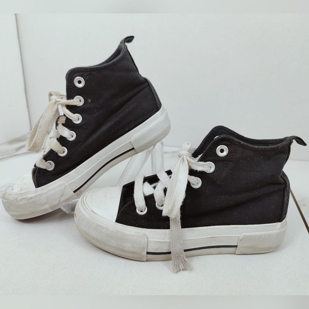 Wonder Nation Kids Black Canvas High Top Sneakers, Sz 3